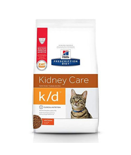 Hills Prescription Diet K/D Kidney Care With Chicken Dry Cat Food+, Veterinary Diet, 4 Lb Bag