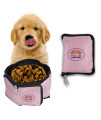 PET LIFE Wallet Folding Waterproof Zippered Collapsible Folding Travel Pet Dog Cat Bowl Feeder Waterer, One Size, Pink