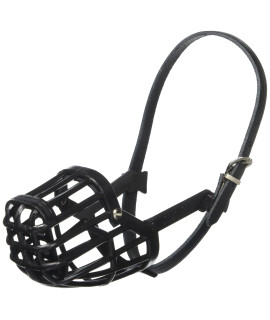 OmniPet Leather Brothers Italian Basket Dog Muzzle, Black, Size 3