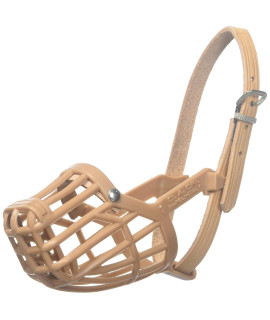 OmniPet Leather Brothers Italian Basket Dog Muzzle, Size 3, Tan