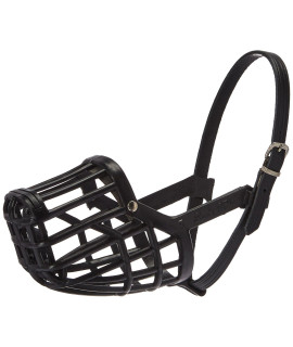 OmniPet Leather Brothers Italian Basket Dog Muzzle, Black, Size 5