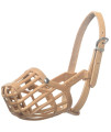 OmniPet Leather Brothers Italian Basket Dog Muzzle, Size 6, Tan