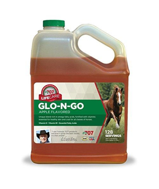 Formula 707 Glo-N-Go Equine Supplement, Gallon Liquid - Vitamin and Calorie Support for Healthy Weight Retention and Coat Condition in Horses