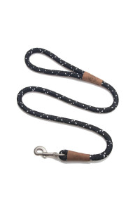 Mendota Pet Snap Leash - British-Style Braided Dog Lead, Made in The USA - Night Viz Black, 12 in x 6 ft - for Large Breeds