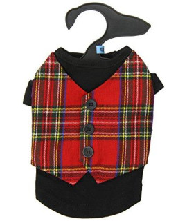 East Side Collection Holiday Tartan Pet Vest, XX-Small, 8-Inch, Red