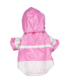 Two Tone Dog Raincoat with Removable Hood in Pink and White Size: Small (10 L)