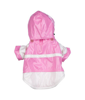 Pet Life DPF34502 PVc 2 Tone Raincoat with Removable Hood for Dog X-Small PinkWhite