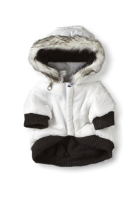 Pet Life DPF00202 Metallic Ski Parka Dog coats with Removable Hood X-Small White