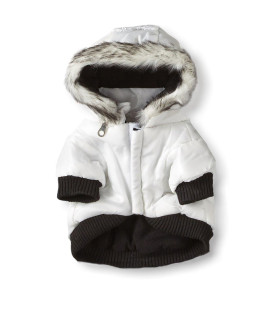Pet Life DPF00202 Metallic Ski Parka Dog coats with Removable Hood X-Small White