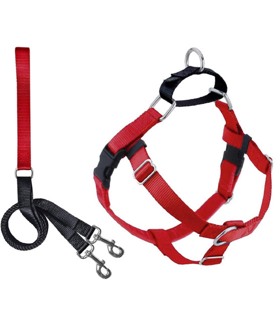 2 Hounds Design Freedom No Pull Dog Harness | Adjustable Gentle Comfortable Control for Easy Dog Walking |for Small Medium and Large Dogs | Made in USA | Leash Included | 1" LG Red