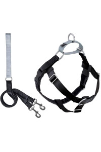 2 Hounds Design Freedom No Pull Dog Harness | Adjustable Gentle Comfortable Control for Easy Dog Walking |for Small Medium and Large Dogs | Made in USA | Leash Included | 1" XL Black