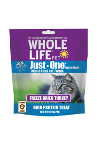 Whole Life Pet Just One Turkey - cat Treat Or Topper - Human grade, Freeze Dried, One Ingredient - Protein Rich, grain Free, Made in The USA