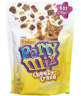 Friskies PURINA Party Mix CHEEZY Craze Crunch CHDR SWS & MNTRY JCK Crunch CAT Snack Pouch 6 OZ - 0050000580871