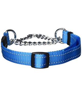 Reflective Nylon Choke Collar; Slip Show Obedience Training Gentle Choker for Large Dogs, Turquoise