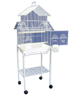 YML 5844 3/8 Bar Spacing Pagoda Bird Cage with Stand, 18 x 14/Small, White