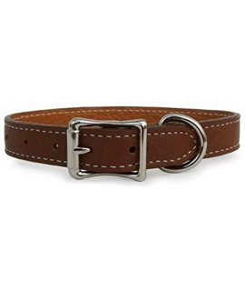 Luxury Italian Leather Tuscany Dog collar - Brown - 22