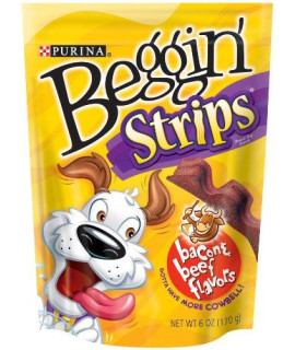 Beggin Strips Dog Treats, Bacon and Beef Flavor, 6 Oz Pouch