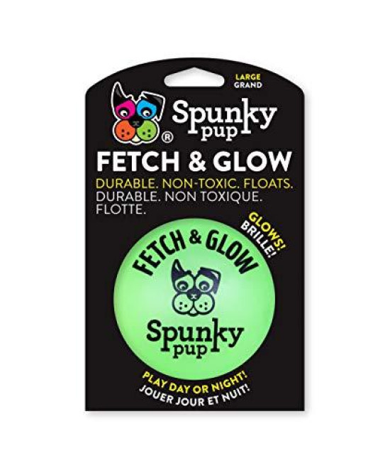 Spunky Pup Fetch & Glow Ball Dog Toy| Glow in the Dark, Non-Toxic Dog Toy | Large