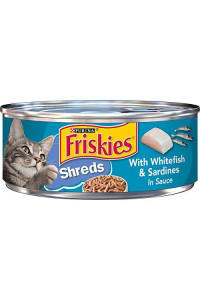 Purina Friskies Wet Cat Food, Shreds With Whitefish & Sardines in Sauce - (24) 5.5 oz. Cans