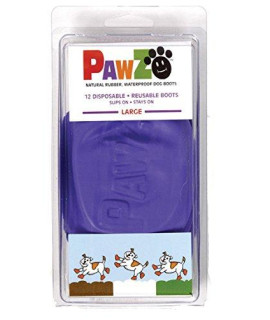 Pawz Purple Water-Proof Dog Boots, Large, Paws 3 to 4(12 Disposable-reusable Boots)