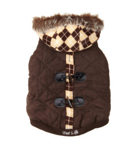 Pet Life DPF01713 Patterned Dog Sweat Jacket with Removable Hood Small Brown