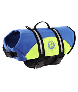 Paws Aboard Dog Life Jacket Neoprene Dog Life Vest for Swimming and Boating - BlueYellow
