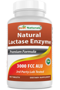 Best Naturals Fast Acting Lactase Enzyme Tablet, 3000 Fcc Alu, 180 count (859375002900)