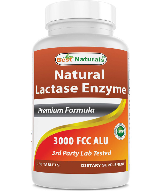 Best Naturals Fast Acting Lactase Enzyme Tablet, 3000 Fcc Alu, 180 count (859375002900)