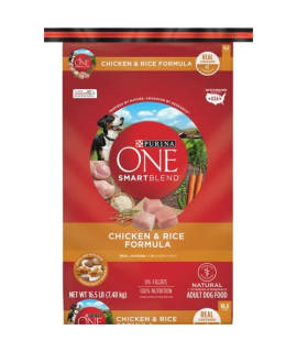Purina ONE Natural Dry Dog Food, SmartBlend Chicken & Rice Formula - 16.5 lb. Bag