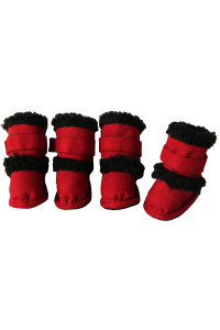Pet Life Red Shearling Duggz Dog Boots MD