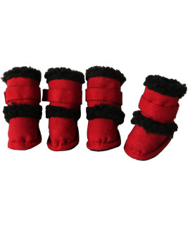 Pet Life Red Shearling Duggz Dog Boots MD