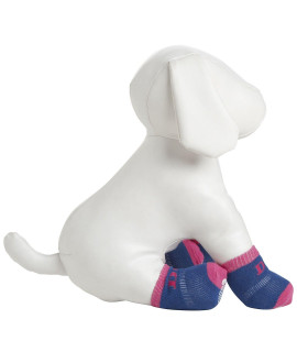 Pet Life DPF09912 4-Pack Anti-Skid Soft cotton Dog Socks with Rubber Sole grip X-SmallSmall PinkBlue