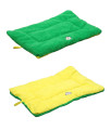 PET LIFE Eco-Paw Reversible Eco-Friendly Recyclabled Polyfill Fashion Designer Pet Dog Bed Mat Lounge Large green And Yellow