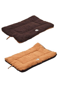 PET LIFE Eco-Paw Reversible Eco-Friendly Recyclabled Polyfill Fashion Designer Pet Dog Bed Mat Lounge, Medium, Brown and cocoa