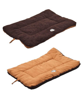 PET LIFE Eco-Paw Reversible Eco-Friendly Recyclabled Polyfill Fashion Designer Pet Dog Bed Mat Lounge, Medium, Brown and cocoa