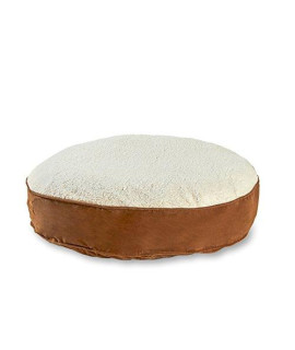 Happy Hounds Scout Deluxe Small 30-Inch Round Dog Bed, Latte/Sherpa