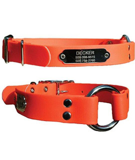 GoTags Sporting Dog Collar with Personalized Nameplate in Stainless Steel, Waterproof Orange Hunting Dog Collar Resistant to Dirt, Oils and Moisture, Odor-Proof