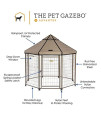 Advantek Pet Gazebo Outdoor Metal Dog Kennel with Reversible Cover, 5 Foot, Aztek Gold (23200)