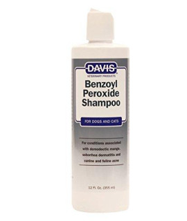 Davis Benzoyl Peroxide Medicated Dog & Cat Shampoo, 12 oz.  Dermatitis and Demodectic Mange