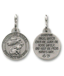 Religious Gifts Guardian Angel Dog Pet Protection 1 Inch Pewter Medal Pendant Collar Charm