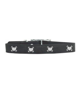 Rockin Doggie HeartBones Rivet Leather Dog collar 12 by 10-Inch Black