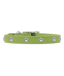 Rockin Doggie Paw Rivets Leather Dog collar 34 by 14-Inch green