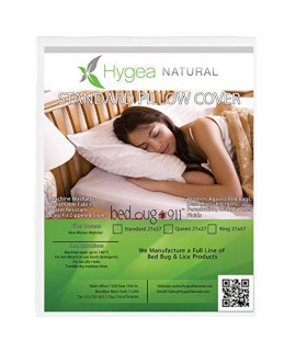 Hygea Natural Standard Bed Bug Pillow Cover/Encasement Protectors 2 Pack (Standard - 21x27)