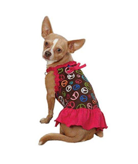 East Side Collection ZM3038 10 81 Peace Out Dress for Dogs, X-Small, Raspberry