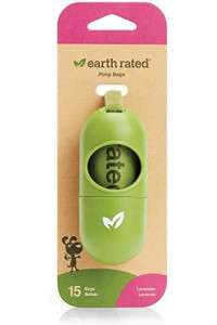Earth Rated Dog Poop Bags Dispenser, Dog Poop Bag Holder Includes 1 Roll of 15 Lavender-scented Poop Bags