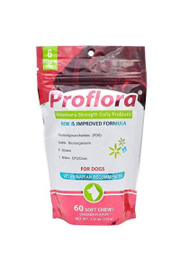 Proflora Probiotic Soft Chews For Dogs - Healthy Digestion - Boost Immune System - Normal Bowel Function - Skin And Coat Health - 60 Count