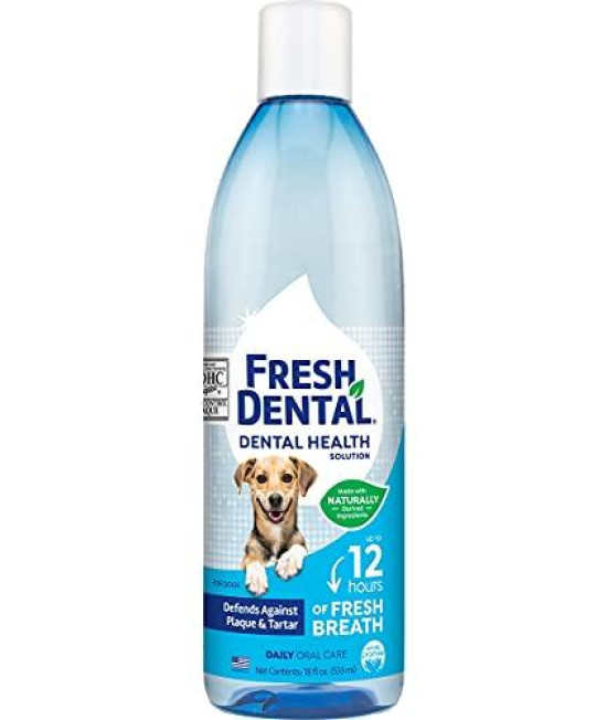 Naturel Promise Fresh Dental Water Additive - Dental Health Solution for Dogs - Easy to Use - Helps Clean Teeth - Freshens Breath Up to 12 Hours - No Brushing Required - 18 Fl Oz, 1 Pack
