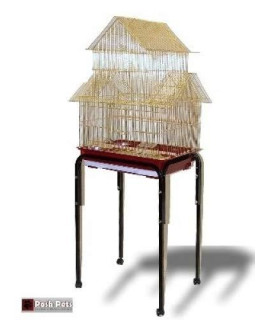 Barcelona Gold Pagoda Bird Cage With Stand For Small Birds