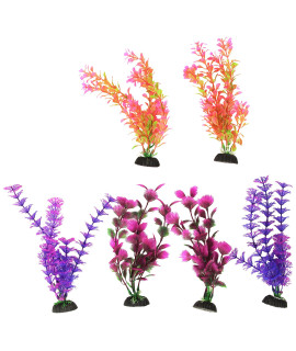 Penn-Plax Aqua-Plants Plastic Aquarium 6 Piece Plant Bundle - Vivid Appearance and gentle Texture - Multicolored - 8A Height