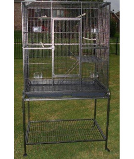 New Large Wrought Iron 4 Levels Ferret Chinchilla Sugar Glider Rats Cage with Removable Stand, 32-Inch by 19-Inch by 60-InchBlack Vein